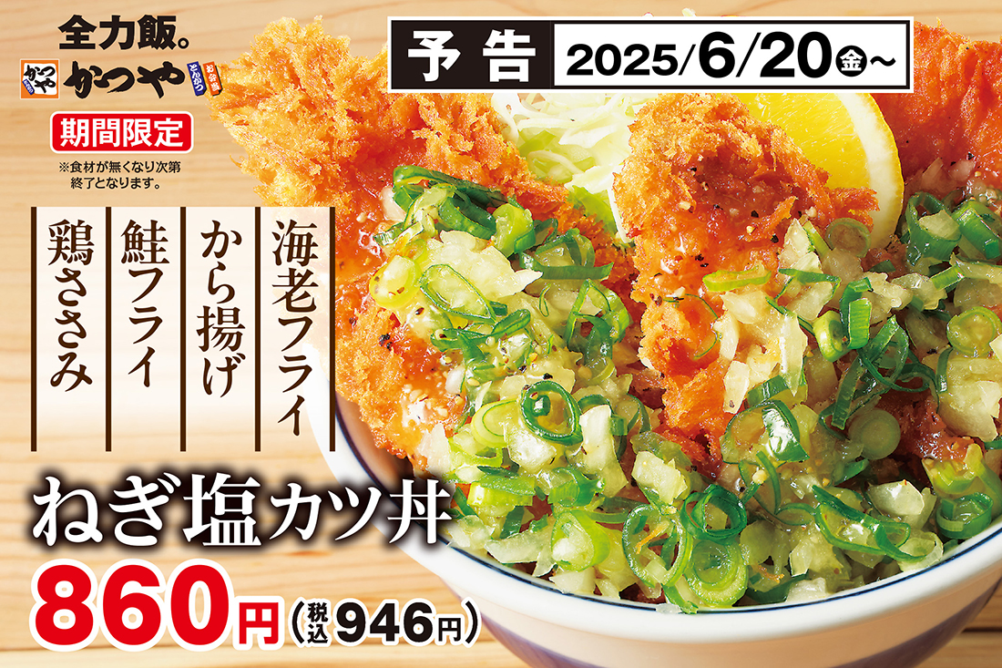 かつや新作】さっぱり＆がっつりの最強丼「ねぎ塩カツ丼」が登場