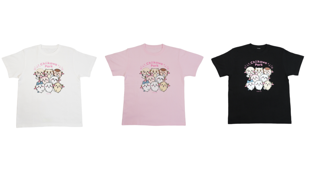  ●ちいかわパーク Tシャツ メインビジュアル（全3色）　各¥3,190（税込）
